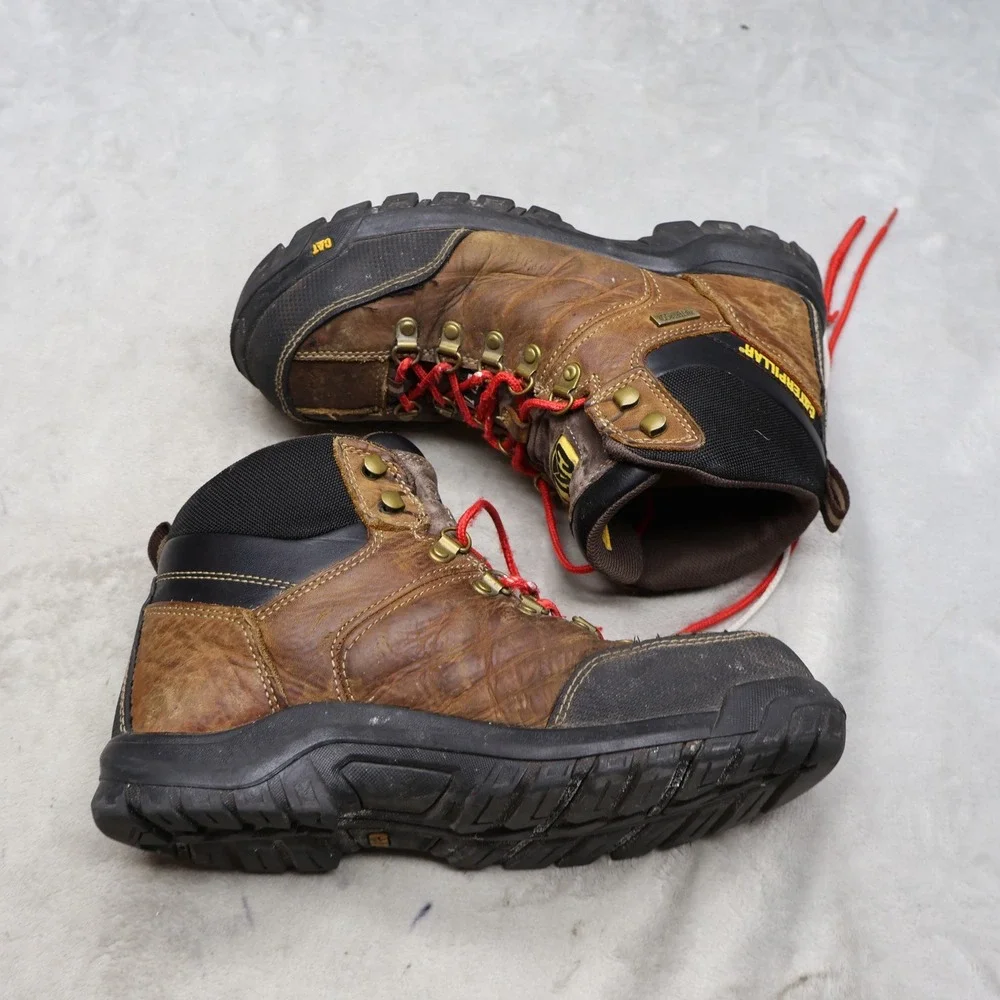 Caterpillar Men 9.5M Work Boot Brown Leather Safety Toe Rugged Industrial P90935